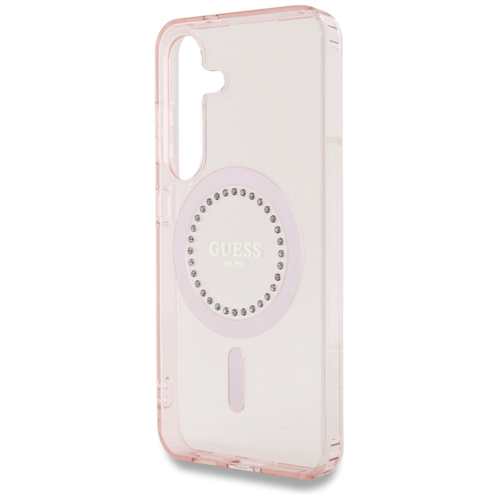 Husa MagSafe pentru Samsung Galaxy S25 S931, Guess, IML Rhinestone, Roz