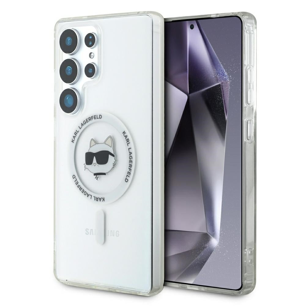 Husa MagSafe pentru Samsung Galaxy S25 Ultra S938, Karl Lagerfeld, IML Choupette's Head, Alba