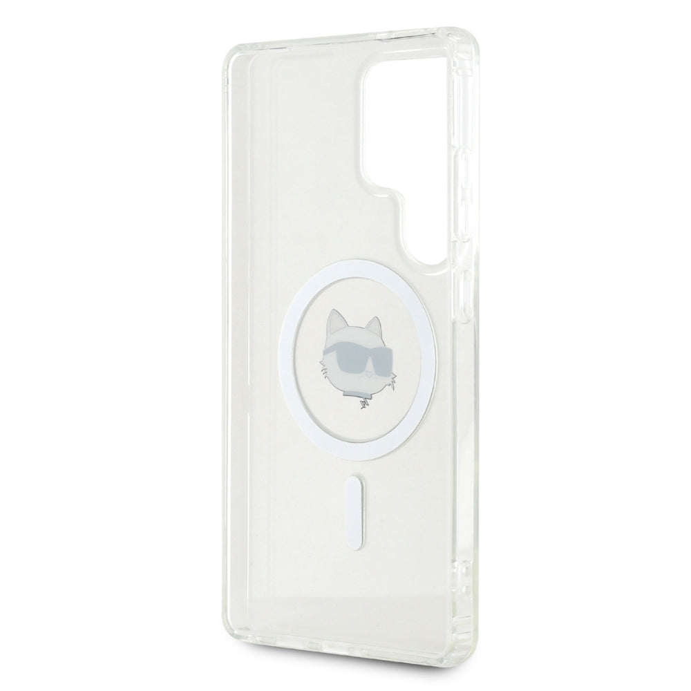 Husa MagSafe pentru Samsung Galaxy S25 Ultra S938, Karl Lagerfeld, IML Choupette's Head, Alba