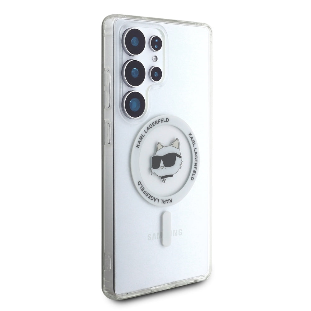 Husa MagSafe pentru Samsung Galaxy S25 Ultra S938, Karl Lagerfeld, IML Choupette's Head, Alba