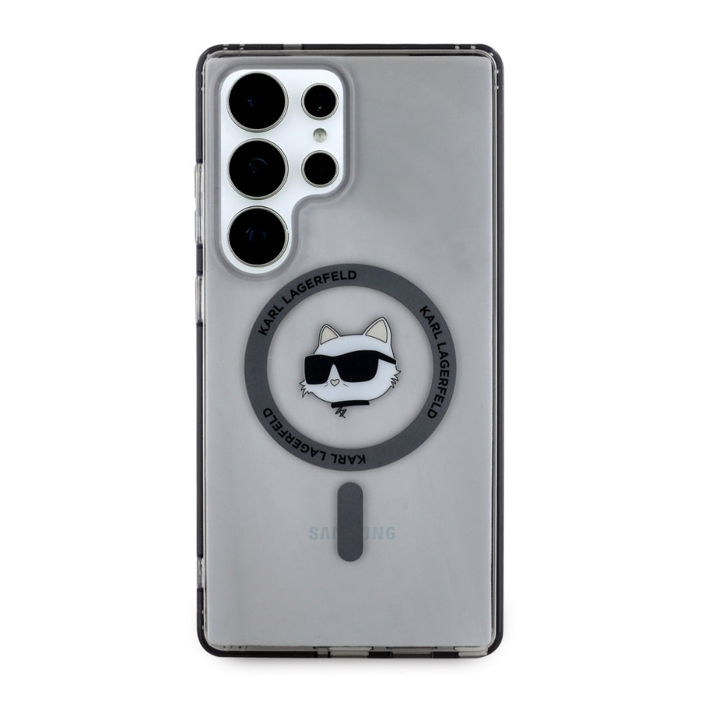 Husa MagSafe pentru Samsung Galaxy S25 Ultra S938, Karl Lagerfeld, IML Choupette's Head, Neagra