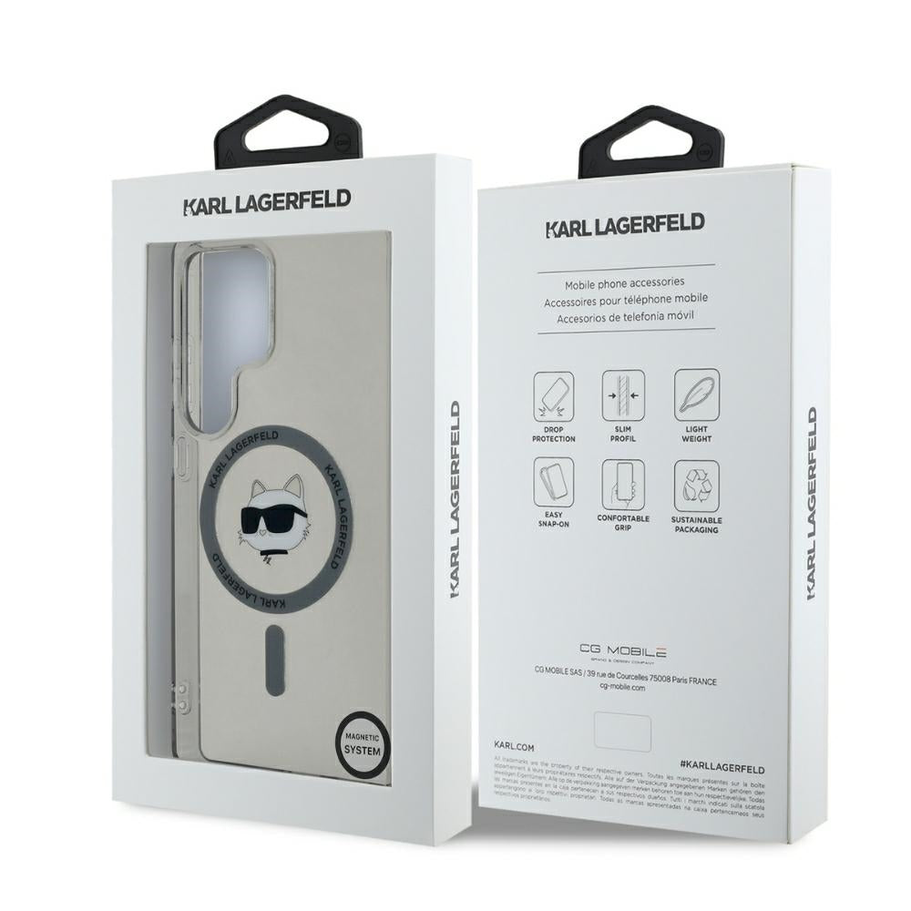 Husa MagSafe pentru Samsung Galaxy S25 Ultra S938, Karl Lagerfeld, IML Choupette's Head, Neagra