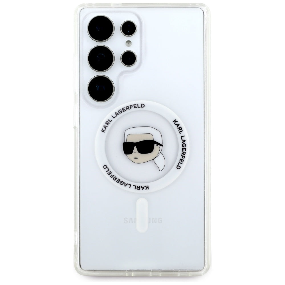 Husa MagSafe pentru Samsung Galaxy S25 Ultra S938, Karl Lagerfeld, IML Karl's Head, Alba