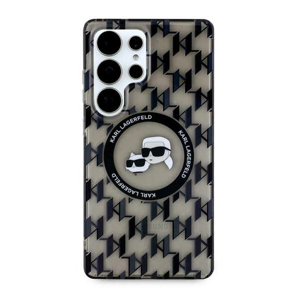 Husa MagSafe pentru Samsung Galaxy S25 Ultra S938, Karl Lagerfeld, IML Monogram Karl & Choupette's Heads, Neagra