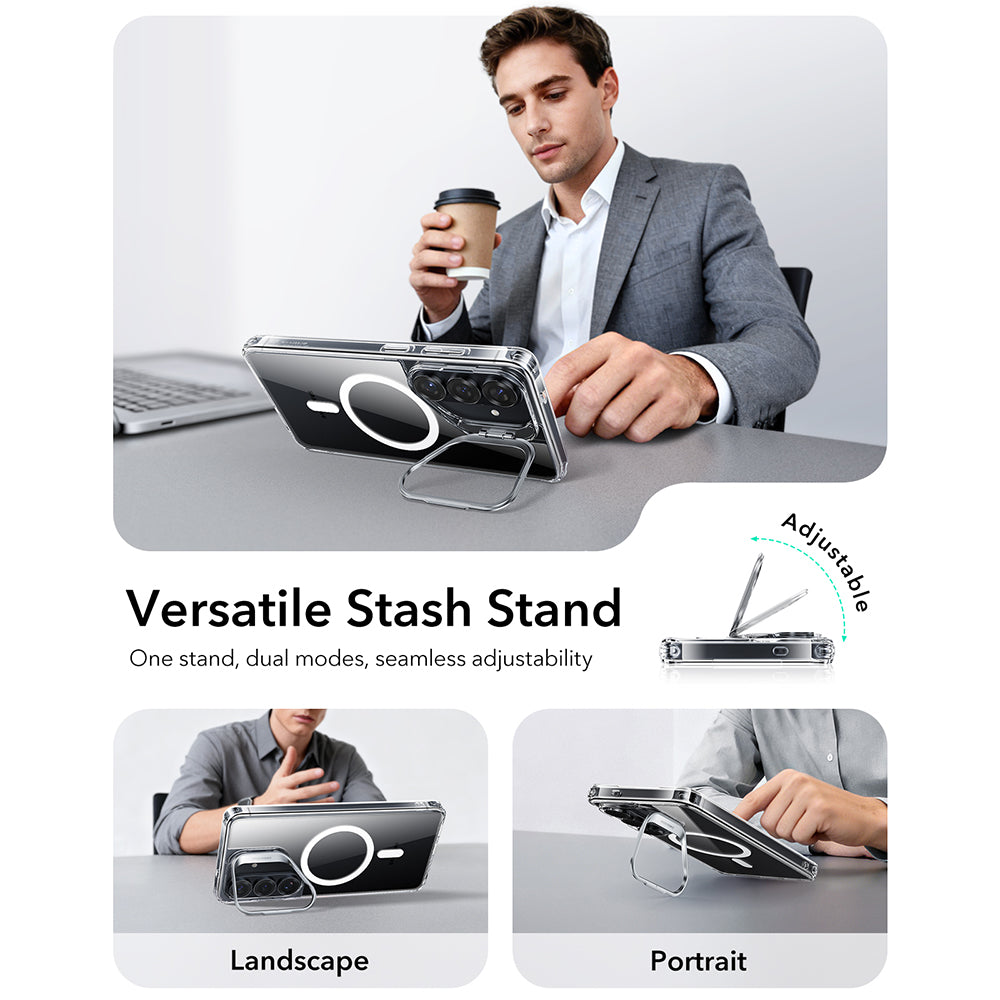 Husa MagSafe pentru Samsung Galaxy S26 S942, ESR, Classic Hybrid Kickstand, Transparenta