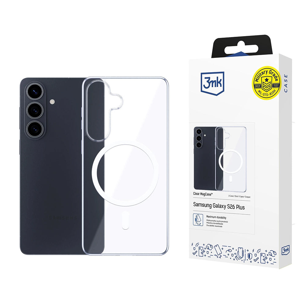Husa MagSafe pentru Samsung Galaxy S26 Plus S947, 3MK, Clear MagCase, Transparenta