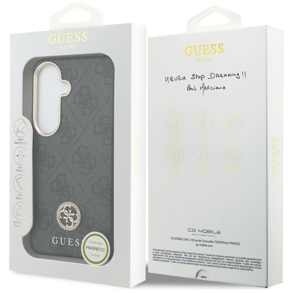Husa MagSafe pentru Samsung Galaxy S26 Plus S947, Guess, 4G Rhinestone Round Logo, Neagra