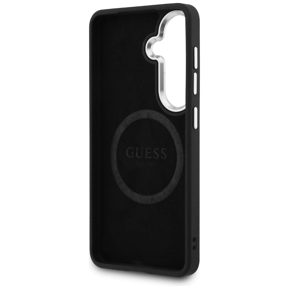 Husa MagSafe pentru Samsung Galaxy S26 Plus S947, Guess, Fixed Glitter Triangle Logo, Neagra