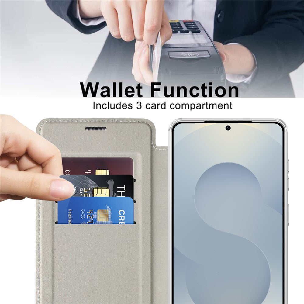 Husa MagSafe pentru Samsung Galaxy S26 Plus, Techsuit, SmartMag Book, Gri