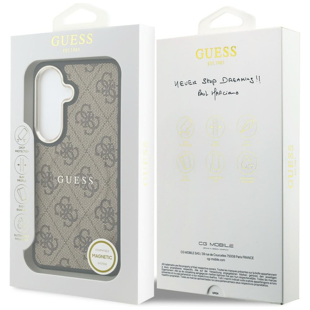 Husa MagSafe pentru Samsung Galaxy S26 S942, Guess, 4G Embossed Ring, Maro