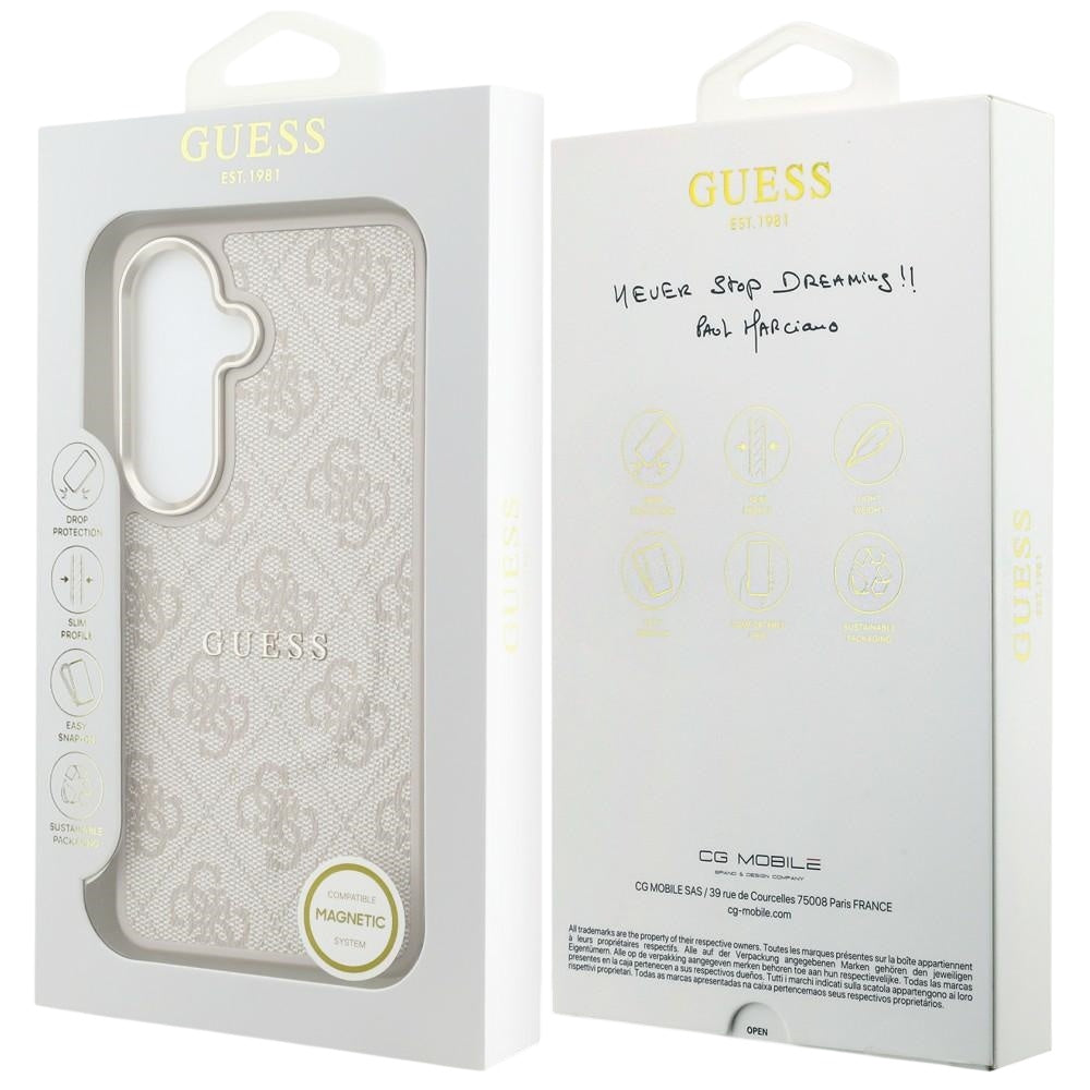 Husa MagSafe pentru Samsung Galaxy S26 S942, Guess, 4G Embossed Ring, Roz