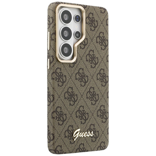 Husa MagSafe pentru Samsung Galaxy S26 S942, Guess, 4G Script Logo, Maro