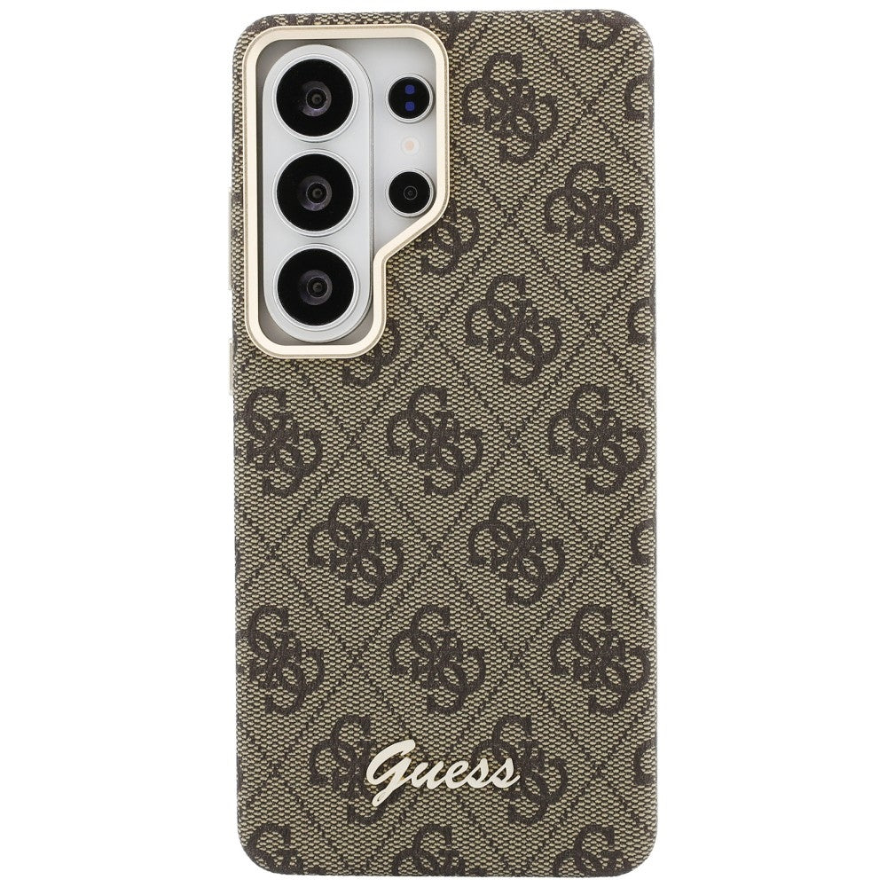 Husa MagSafe pentru Samsung Galaxy S26 S942, Guess, 4G Script Logo, Maro