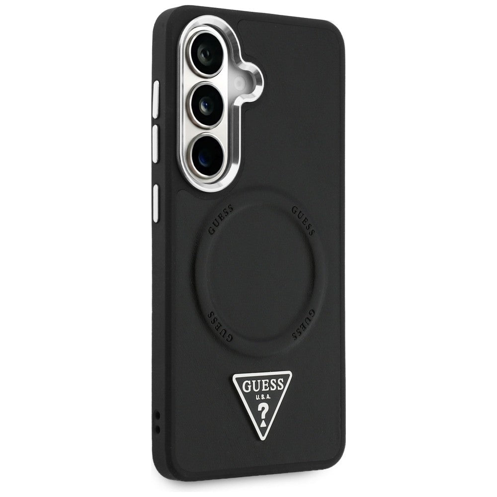 Husa MagSafe pentru Samsung Galaxy S26 S942, Guess, Embossed Ring Triangle Logo, Neagra