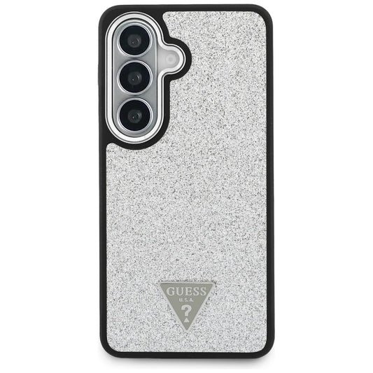 Husa MagSafe pentru Samsung Galaxy S26 S942, Guess, Fixed Glitter Triangle Logo, Argintie