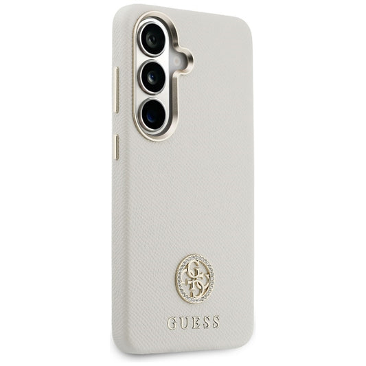 Husa MagSafe pentru Samsung Galaxy S26 S942, Guess, Rhinestone Round Logo, Bej