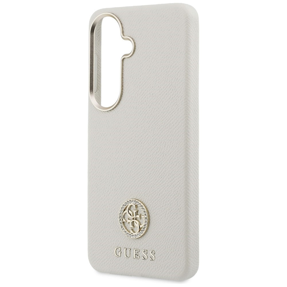 Husa MagSafe pentru Samsung Galaxy S26 S942, Guess, Rhinestone Round Logo, Bej