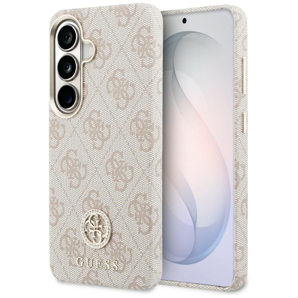 Husa MagSafe pentru Samsung Galaxy S26 S942, Guess, Rhinestone Round Logo, Roz