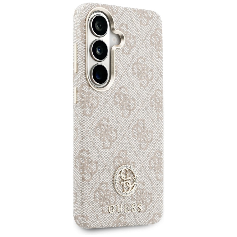 Husa MagSafe pentru Samsung Galaxy S26 S942, Guess, Rhinestone Round Logo, Roz