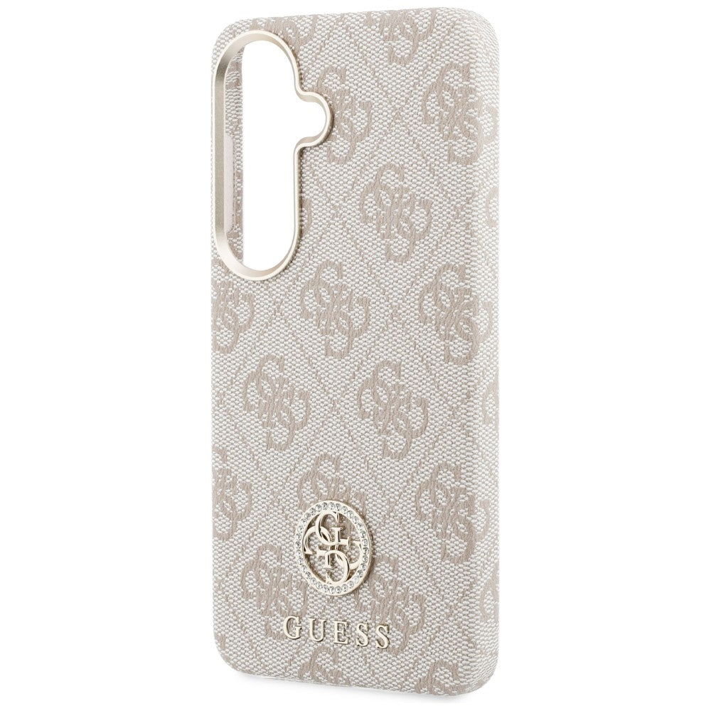 Husa MagSafe pentru Samsung Galaxy S26 S942, Guess, Rhinestone Round Logo, Roz