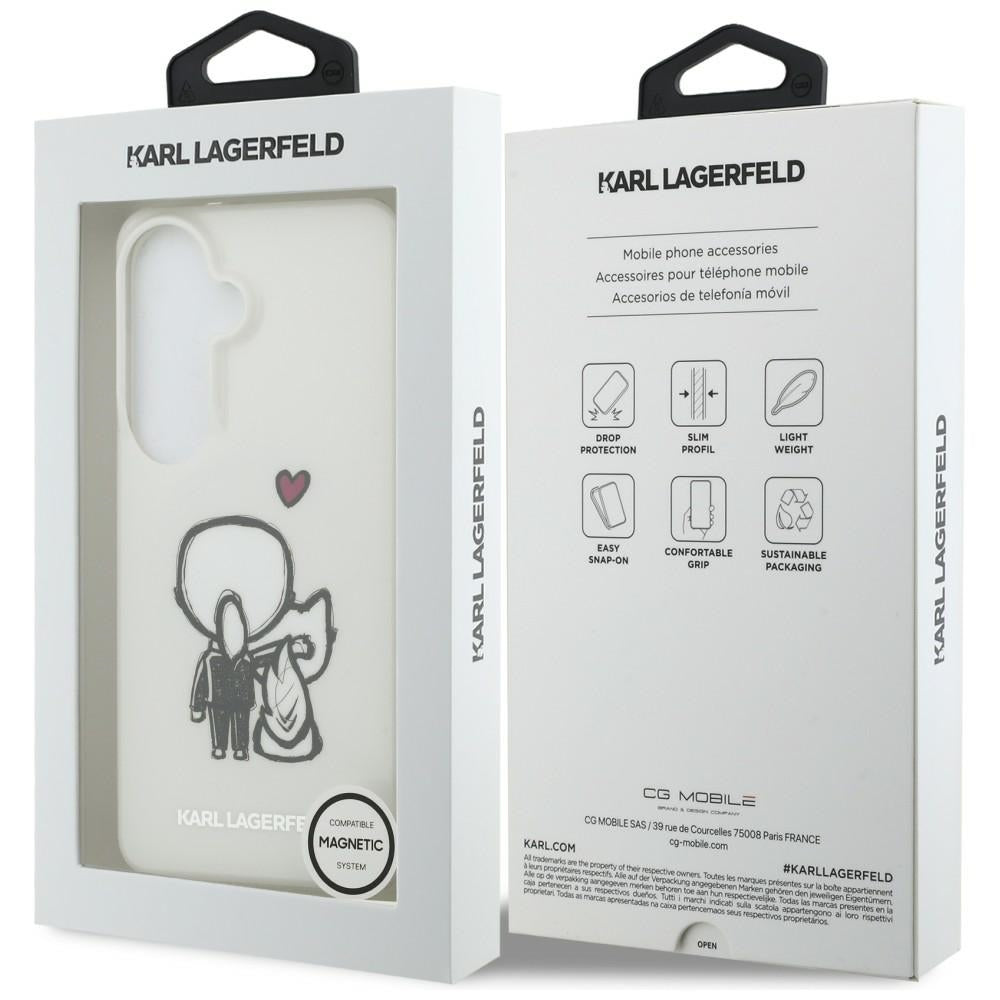 Husa MagSafe pentru Samsung Galaxy S26 S942, Karl Lagerfeld, IML Karl & Choupette Back Logo, Alba