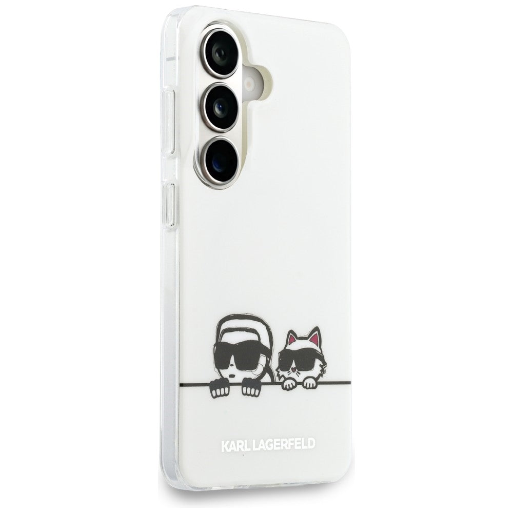 Husa MagSafe pentru Samsung Galaxy S26 S942, Karl Lagerfeld, IML Karl & Choupette Peekaboo Logo, Alba