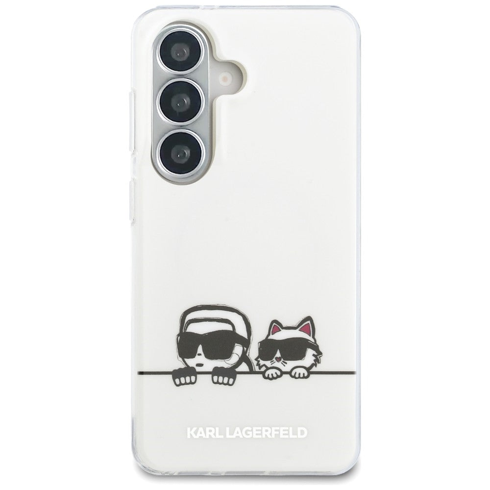 Husa MagSafe pentru Samsung Galaxy S26 S942, Karl Lagerfeld, IML Karl & Choupette Peekaboo Logo, Alba