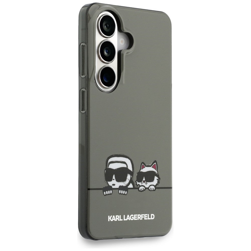 Husa MagSafe pentru Samsung Galaxy S26 S942, Karl Lagerfeld, IML Karl & Choupette Peekaboo Logo, Neagra