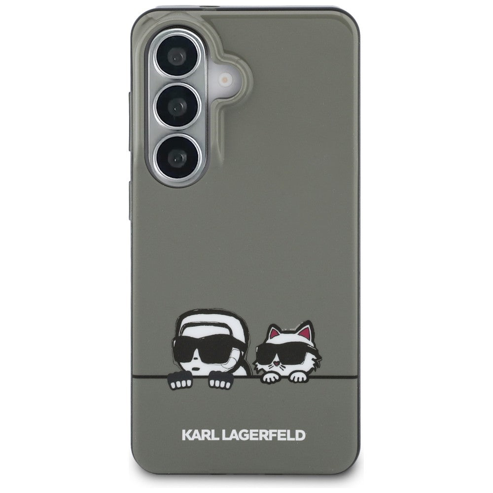 Husa MagSafe pentru Samsung Galaxy S26 S942, Karl Lagerfeld, IML Karl & Choupette Peekaboo Logo, Neagra