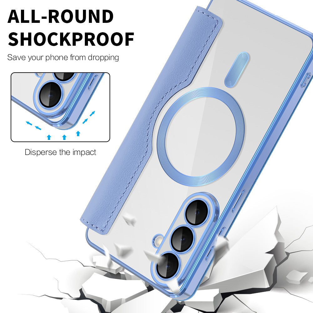 Husa MagSafe pentru Samsung Galaxy S26, Techsuit, SmartMag Book, Bleu