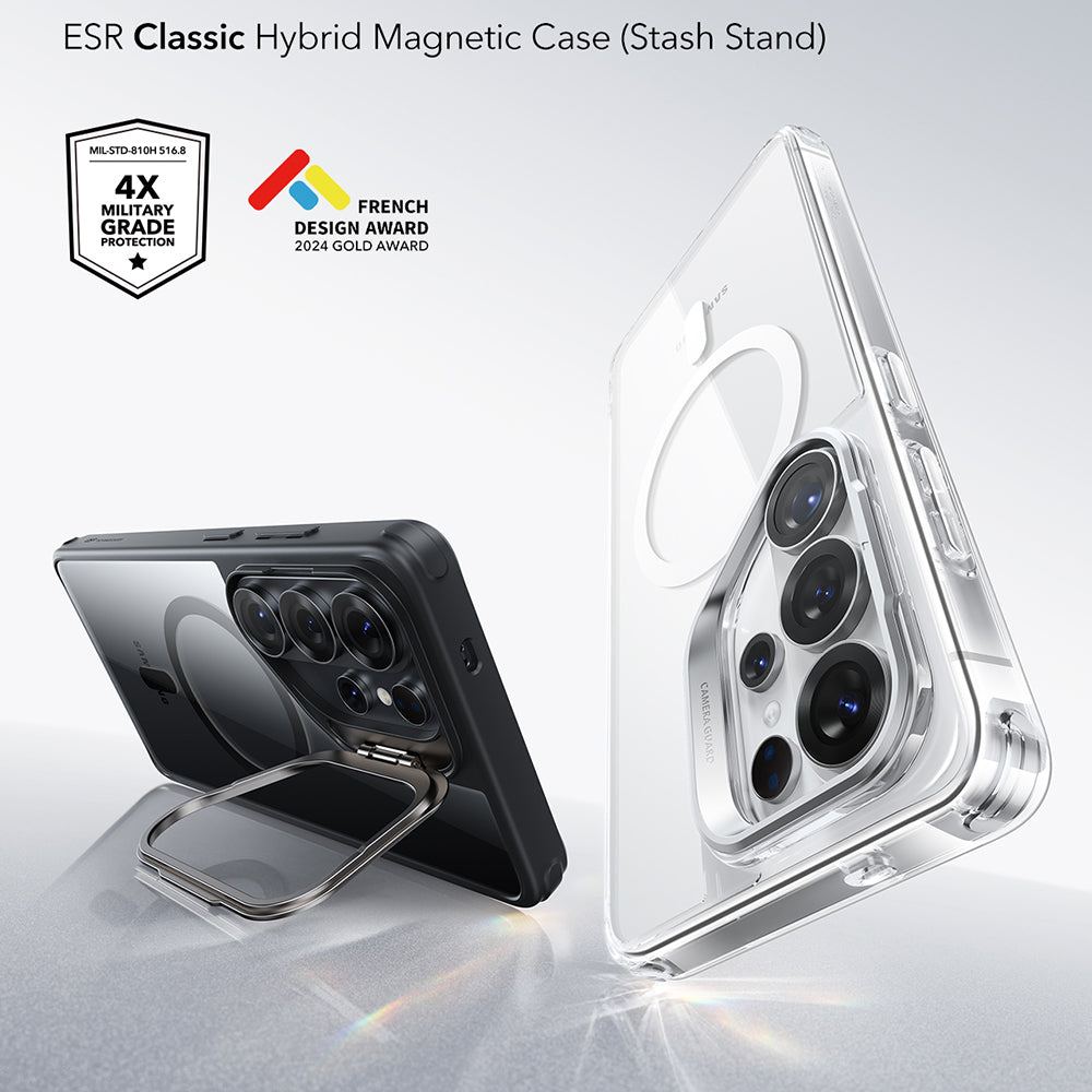 Husa MagSafe pentru Samsung Galaxy S26 Ultra S948, ESR, Classic Hybrid Kickstand, Neagra Transparenta