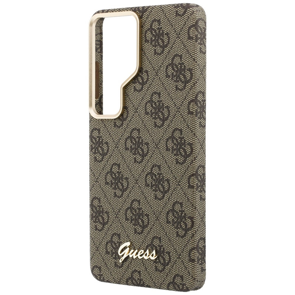 Husa MagSafe pentru Samsung Galaxy S26 Ultra S948, Guess, 4G Script Logo, Maro