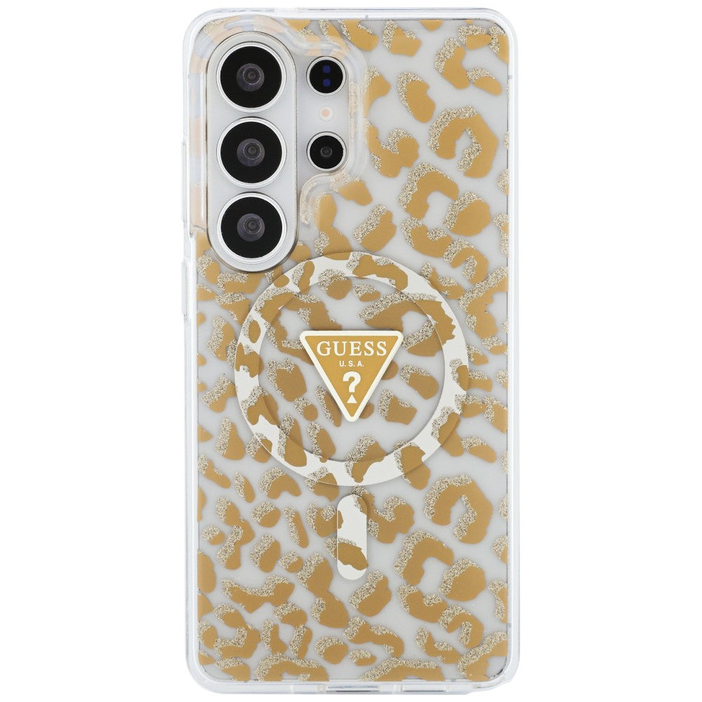 Husa MagSafe pentru Samsung Galaxy S26 Ultra S948, Guess, IML Leopard Pattern, Maro