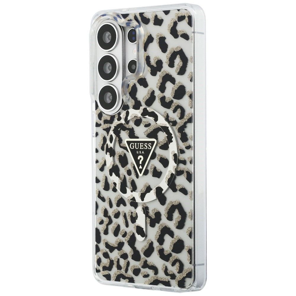 Husa MagSafe pentru Samsung Galaxy S26 Ultra S948, Guess, IML Leopard Pattern, Neagra