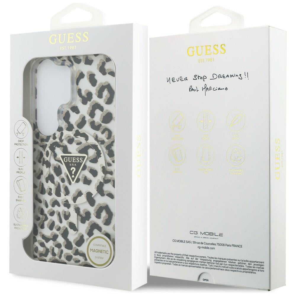 Husa MagSafe pentru Samsung Galaxy S26 Ultra S948, Guess, IML Leopard Pattern, Neagra