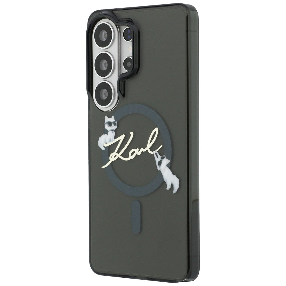 Husa MagSafe pentru Samsung Galaxy S26 Ultra S948, Karl Lagerfeld, IML Choupette Karl Script Logo, Neagra