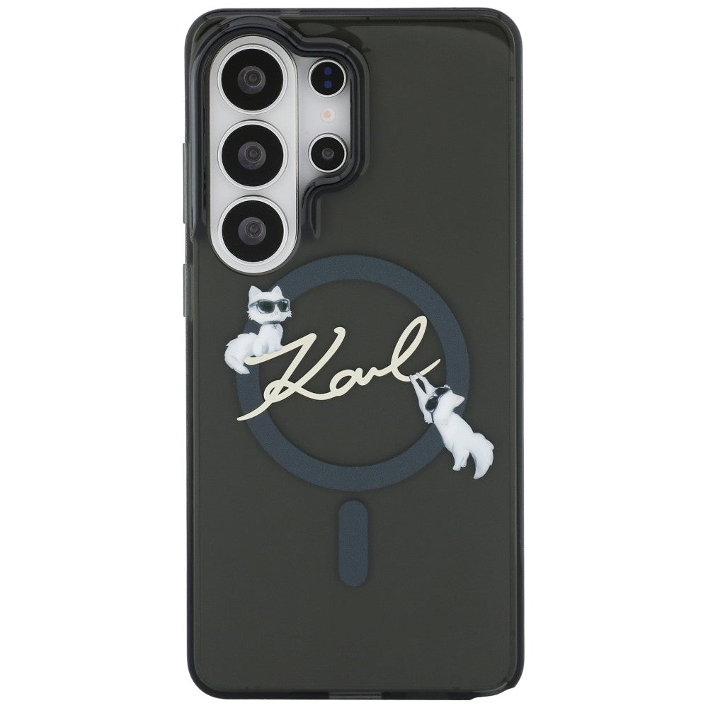 Husa MagSafe pentru Samsung Galaxy S26 Ultra S948, Karl Lagerfeld, IML Choupette Karl Script Logo, Neagra