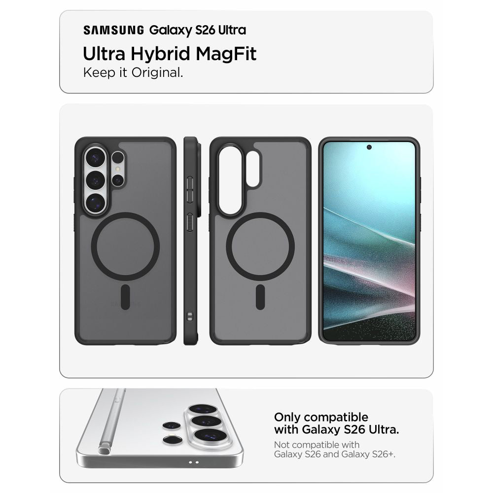 Husa MagSafe pentru Samsung Galaxy S26 Ultra S948, Spigen, Ultra Hybrid, Neagra Satinata ACS10681