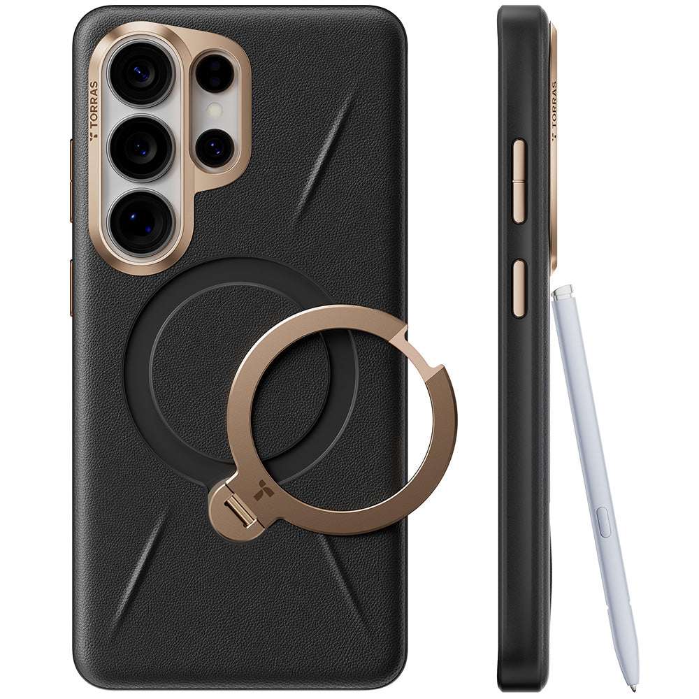 Husa MagSafe pentru Samsung Galaxy S26 Ultra, Torras, QPRO Leather, Neagra