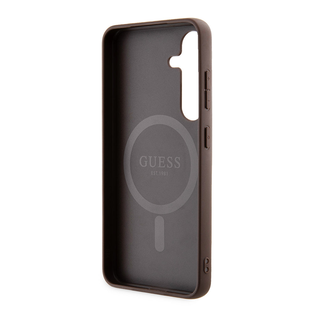 Husa MagSafe pentru Samsung Galaxy Z Flip7 F766, Guess, 4G Collection, Maro