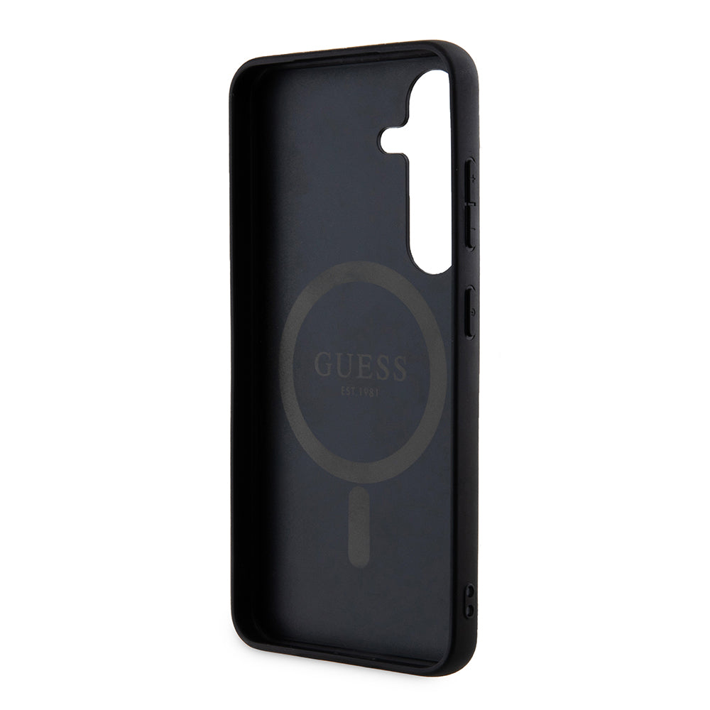 Husa MagSafe pentru Samsung Galaxy Z Flip7 F766, Guess, 4G Collection, Neagra