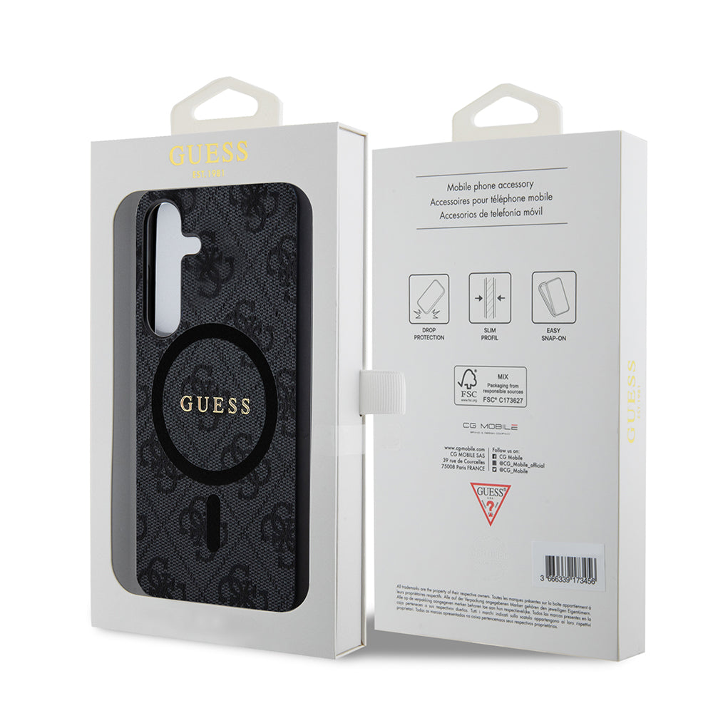 Husa MagSafe pentru Samsung Galaxy Z Flip7 F766, Guess, 4G Collection, Neagra