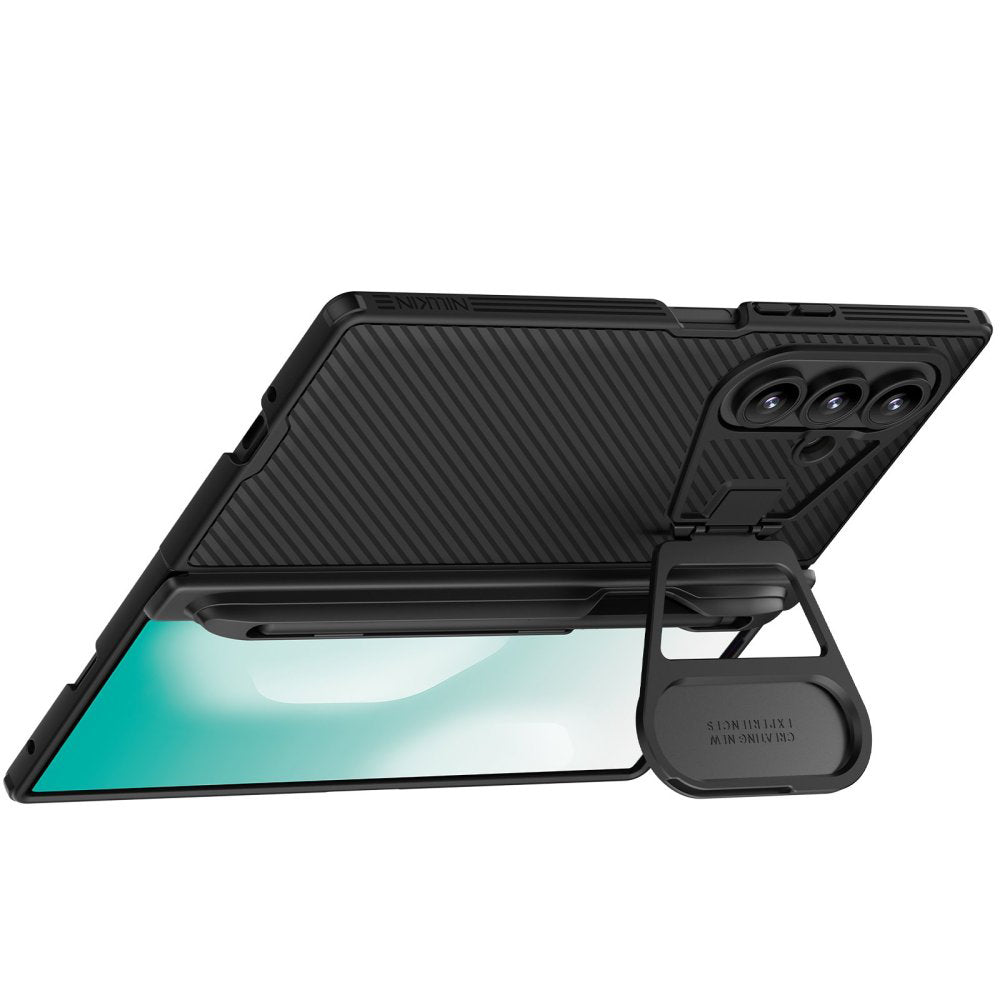 Husa MagSafe pentru Samsung Galaxy Z Fold7 F966, Nillkin, CamShield Prop with Metal Lens Cover and S-Pen Holder, Neagra