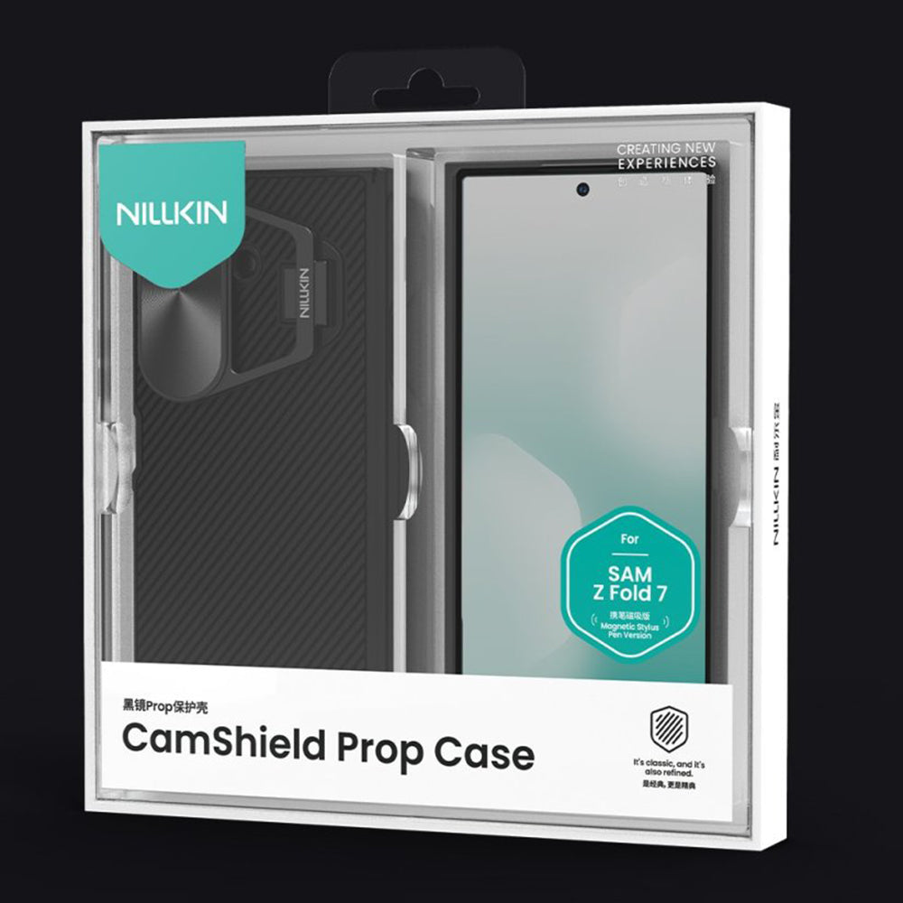 Husa MagSafe pentru Samsung Galaxy Z Fold7 F966, Nillkin, CamShield Prop with Metal Lens Cover and S-Pen Holder, Neagra