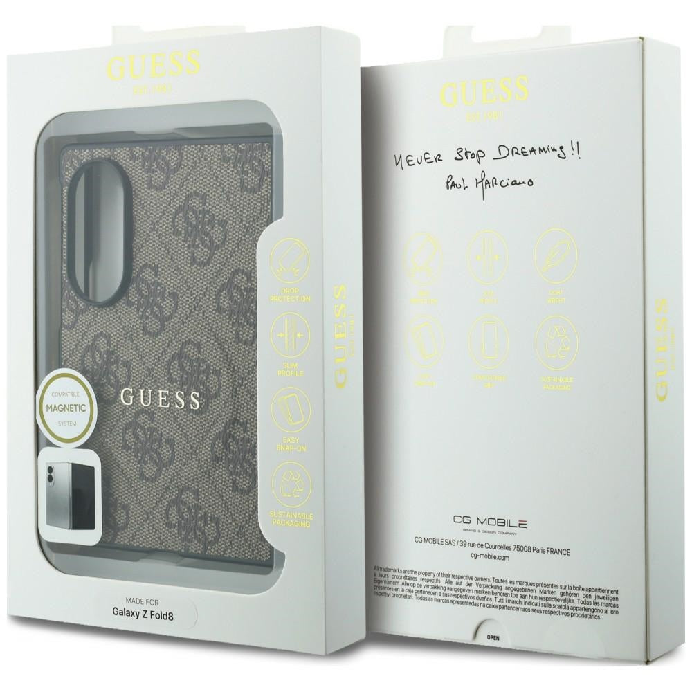 Husa MagSafe pentru Samsung Galaxy Z Fold8 F971, Guess, 4G Leather Classic, Maro