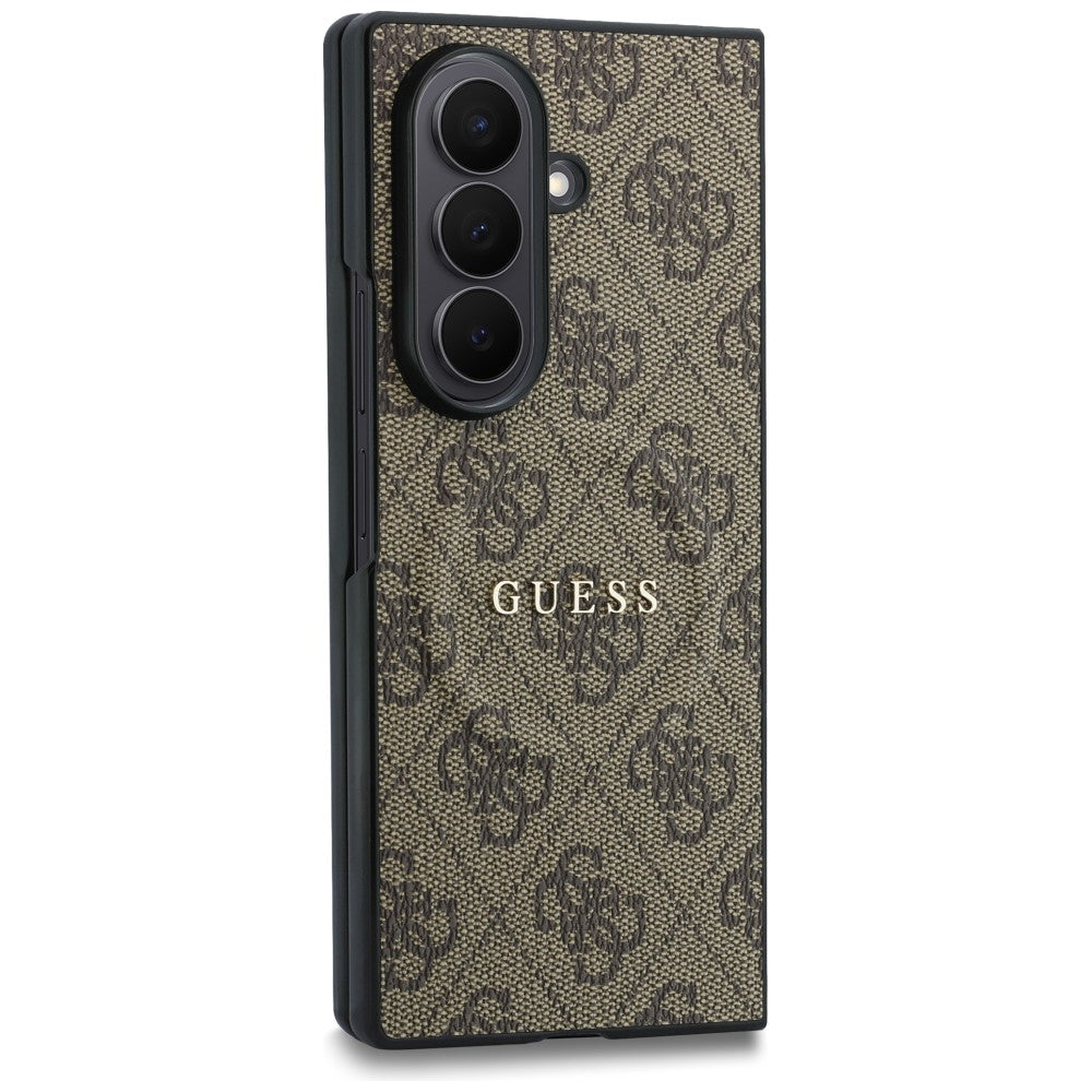 Husa MagSafe pentru Samsung Galaxy Z Fold8 Ultra F976, Guess, 4G Leather Classic, Maro