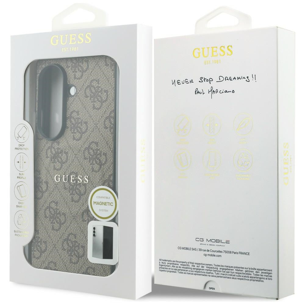 Husa MagSafe pentru Samsung Galaxy Z Fold8 Ultra F976, Guess, 4G Leather Classic, Maro