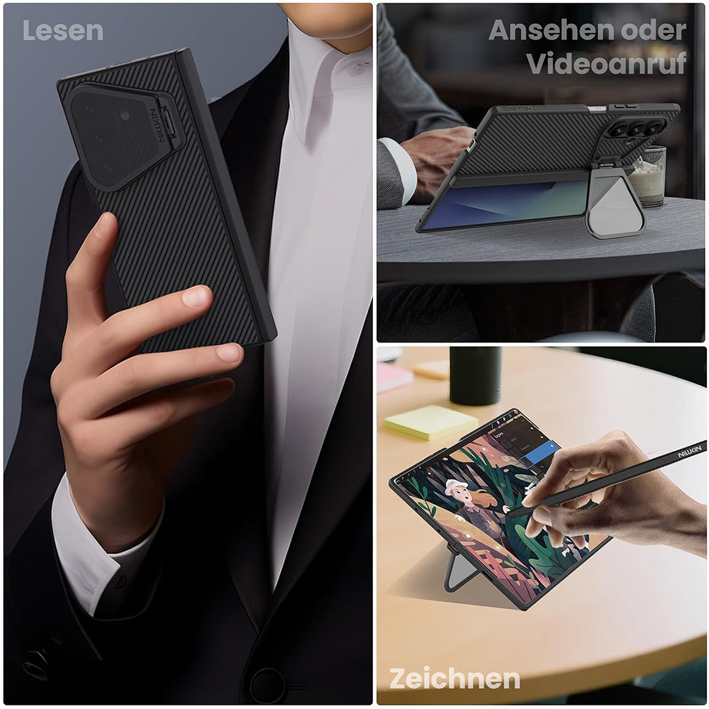 Husa MagSafe pentru Samsung Galaxy Z Fold8 Ultra F976, Nillkin, CamShield Pro with Transparent Black Lens Cover and S-Pen Holder, Neagra
