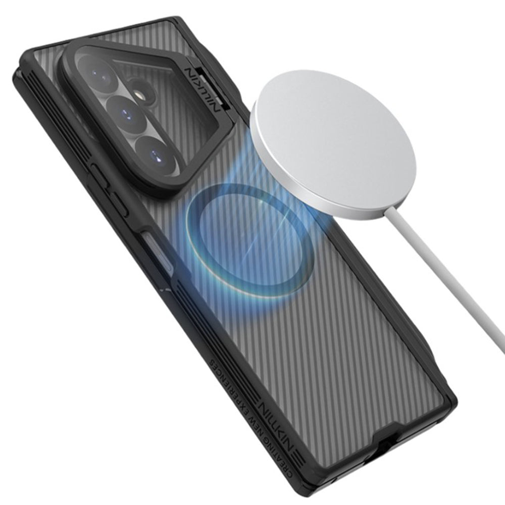 Husa MagSafe pentru Samsung Galaxy Z Fold8 Ultra F976, Nillkin, CamShield Pro with Transparent Lens Cover and S-Pen Holder, Neagra Transparenta