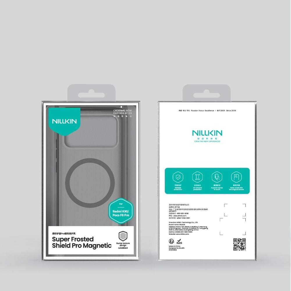 Husa MagSafe pentru Xiaomi Poco F8 Pro, Nillkin, Super Shield Pro, Neagra Transparenta Satinata